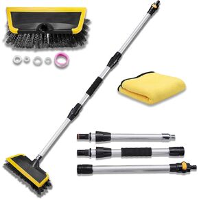Car Wash Brush with Window Squeegee,car wash Towel for Cleaning Cars, SUVs, Trucks, RVs, Floors, etc. (Black and Yellow)