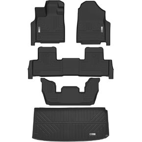 3 Row Floor Mats & Trunk Mat for 2022 2023 2024 Acura MDX,1st & 2nd & 3rd Row with Cargo Liner Full Set,TPE All Weather Protector Rubber Car Mats Black