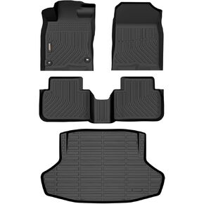 Binmotor-Floor Mats & Cargo Liner for Honda Civic 2022 2023 2024 2025(Civic Sedan Only, Not for Hatchback) 丨2nd Row with USB Ports丨All Weather Car Floor Mats for Honda Civic Accessories
