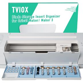 إدراج تخزين شفرة TVIOX لـ Cricut Maker 3 & Maker، صينية الشفرات، مبيت شفرة الدرج ومنظم ملحقات طرف Quickswap، أبيض (الشفرات والإسكان غير متضمنين)