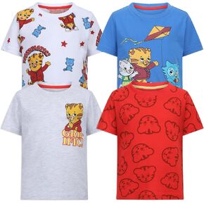 Daniel Tiger's Boys 4 Pack Short Sleeve T-Shirt for Toddler to Big Kids