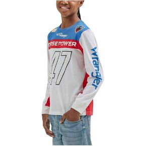 Wrangler Boys' X Hot Wheels Youth Long Sleeve Colorblocked Tee