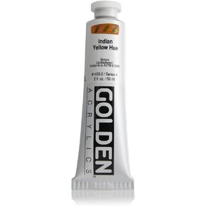 Heavy Body Acrylics by GOLDEN, India Yellow Hue, 2 fl. oz. Tube, Professional Acrylic Paint, Transparent