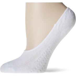 PEDS Women's Zoned Cushion Mid Cut No Show Socks, White (6 Pairs), Shoe Size: 8-12