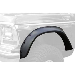 Bushwacker Cutout Pocket/Rivet Style Front Fender Flares | 2-Piece Set, Black, Smooth Finish | 20013-11 | Fits 1975-1979 Ford F-150; 73-79 F-250/F-350 Super Duty; 78-79 Bronco; 73-79 Styleside F100