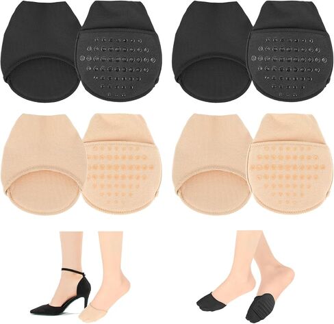 4 Pairs Ball of Foot Cushion Socks, Women's Toe Cover with Padding, Toe Topper Socks, No Show Liner Socks, Pads Covers, Forefoot Pads, Half Socks with Non Skid Bottom Sponge Cushions in Kuwait