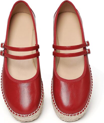 AMINUGAL Mary Jane Flats للنساء مريحة عند أصابع القدم منصة ماري جينس للنساء منصة منسوجة أنيقة أحذية إسبادريل للنساء كاجوال لطيفة للعمل المدرسي أحذية ماري جين in Kuwait