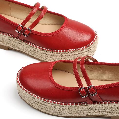 AMINUGAL Mary Jane Flats للنساء مريحة عند أصابع القدم منصة ماري جينس للنساء منصة منسوجة أنيقة أحذية إسبادريل للنساء كاجوال لطيفة للعمل المدرسي أحذية ماري جين in Kuwait