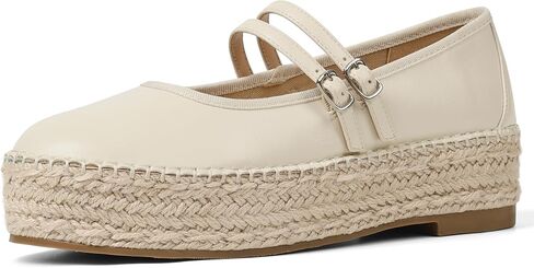 AMINUGAL Mary Jane Flats للنساء مريحة عند أصابع القدم منصة ماري جينس للنساء منصة منسوجة أنيقة أحذية إسبادريل للنساء كاجوال لطيفة للعمل المدرسي أحذية ماري جين in Kuwait