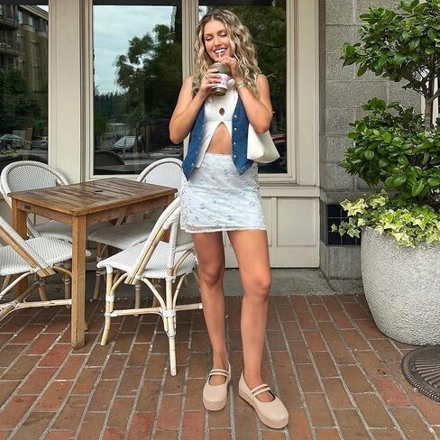 AMINUGAL Mary Jane Flats للنساء مريحة عند أصابع القدم منصة ماري جينس للنساء منصة منسوجة أنيقة أحذية إسبادريل للنساء كاجوال لطيفة للعمل المدرسي أحذية ماري جين in Kuwait