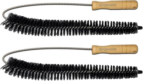 Bristle and Flexible Stainless Steel Brush 27 Inch for Clothes Dryer Lint Vent Trap Cleaning, Refrigerator Coil, Drain Pipes and Radiators Cleaning (Wood Handle - 2 Pack) in Saudi Arabia