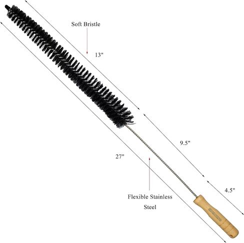 Bristle and Flexible Stainless Steel Brush 27 Inch for Clothes Dryer Lint Vent Trap Cleaning, Refrigerator Coil, Drain Pipes and Radiators Cleaning (Wood Handle - 2 Pack) in Saudi Arabia