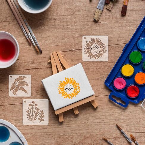 20styles Flower Stencils for Painting, Large Flower Stencils for Crafts Reusable, 3'' Sunflower Spray Paint Stencil Template, Plastic Floral Botanical Stencils for Fabric Wall Wood Home Decor in Saudi Arabia