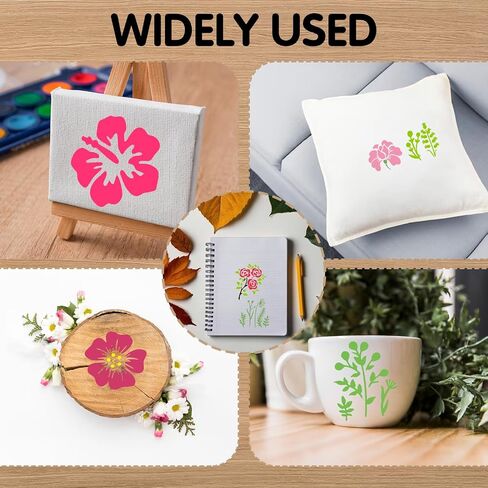 20styles Flower Stencils for Painting, Large Flower Stencils for Crafts Reusable, 3'' Sunflower Spray Paint Stencil Template, Plastic Floral Botanical Stencils for Fabric Wall Wood Home Decor in Saudi Arabia