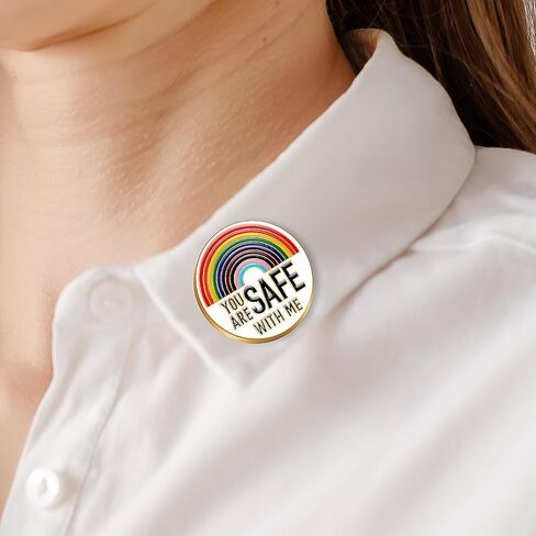 أنت آمن معي دبوس طية صدر السترة من المينا قطعتين، شارة دبوس فخر قوس قزح، دبوس للقميص، دبوس بروش لطلاب الطب للممرضات دبوس شارة لقميص القبعة وحقيبة الظهر وإكسسوارات الديكور هدية in Saudi Arabia