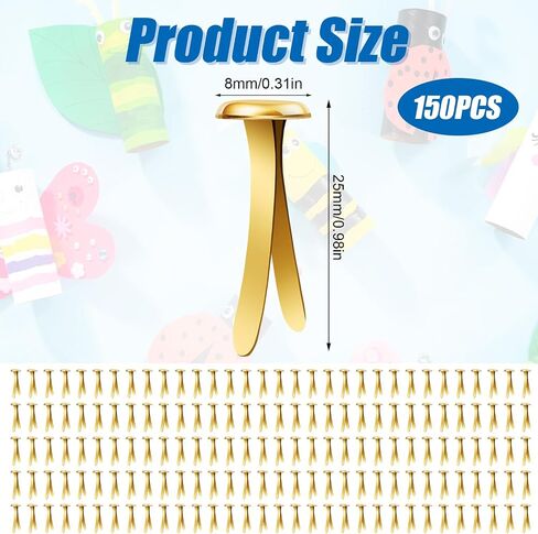 150pcs Paper Clips for Crafts, 0.17x0.31in Shiny Smooth Round Head Split Pins for Paper Crafts Brads Paper Fasteners for Scrapbooks Brass Fasteners for Cards Photo Walls Kids Craft (Gold) in Saudi Arabia