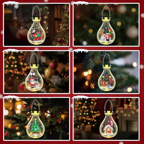 HOGOKIDS مجموعات بناء عيد الميلاد مع أضواء - 6 عبوات من زخارف شجرة عيد الميلاد سانتا كلوز الزنجبيل منزل كسارة البندق الأيائل بناء ألعاب ديكور المهرجانات هدايا للكبار والأطفال الصبي والبنات 6-12 سنة (566 قطعة) in Kuwait