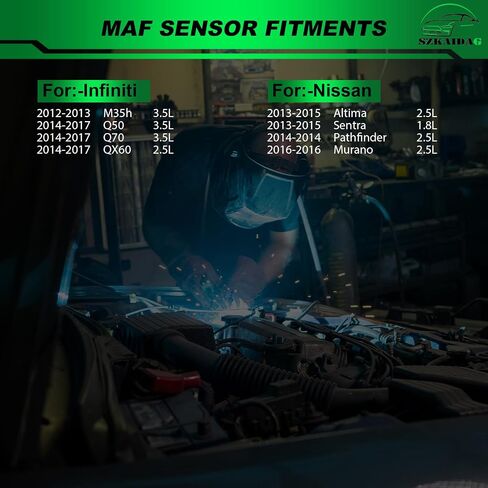 Mass Airflow Sensor for:-Nissan Altima Sentra Pathfinder Murano for:-Infiniti M35h Q50 Q70 QX60 1.8L 2.5L 3.5L 2012 2013 2014 2015 2016 2017 MAF Sensor Replacement OE# 226801MG0A in Saudi Arabia
