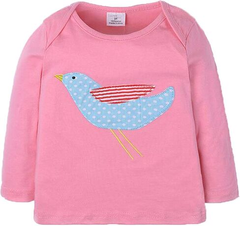 Elephant 100% Cotton Little Girls Top Long Sleeve Clothes Toddler Kids T-Shirt (Pink,18M-6T) in Saudi Arabia