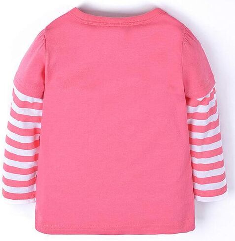 Elephant 100% Cotton Little Girls Top Long Sleeve Clothes Toddler Kids T-Shirt (Pink,18M-6T) in Saudi Arabia
