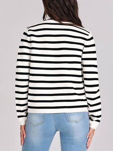 Women Striped Cardigan Sweaters Button Down Cropped Knit Lady Jackets Coat 2024 Fall Outfits Trendy Clothes in Saudi Arabia