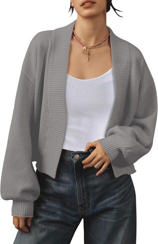 Women's Open Front Cropped Cardigan Lightweight Fall Long Sleeve Waffle Knit Cardigans in Saudi Arabia