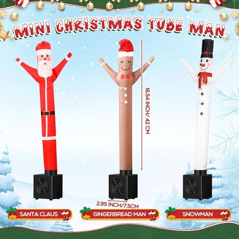 Shappy 3 Pcs Mini Christmas Tube Man Waving Inflatable Tube Guy Xmas Desktop Tube Man Air Snowman Santa Gingerbread Man Gift Toy for Birthday Party Decoration in Saudi Arabia