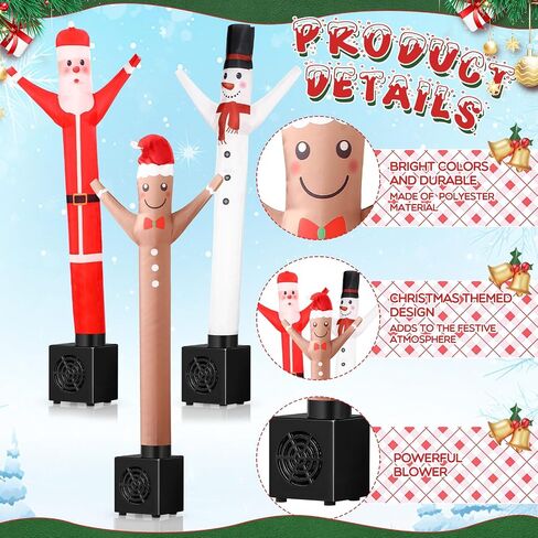 Shappy 3 Pcs Mini Christmas Tube Man Waving Inflatable Tube Guy Xmas Desktop Tube Man Air Snowman Santa Gingerbread Man Gift Toy for Birthday Party Decoration in Saudi Arabia