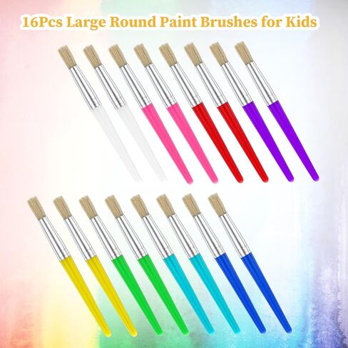 16 PCS Paint Brushes Kids Washable Children Colorful Big Paint Brush Set Round Acrylic Brush Large Chubby Craft Brushes Easy Clean and Hold Girls Paintbrushes for Acrylic Oil Watercolor Washable Paint in Saudi Arabia