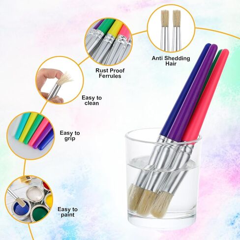 16 PCS Paint Brushes Kids Washable Children Colorful Big Paint Brush Set Round Acrylic Brush Large Chubby Craft Brushes Easy Clean and Hold Girls Paintbrushes for Acrylic Oil Watercolor Washable Paint in Saudi Arabia