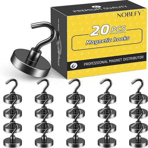 NOBEFY 20 حزمة من الخطافات المغناطيسية شديدة التحمل، خطافات مغناطيسية 22 كجم للتعليق، خطافات مغناطيسية قوية للرحلات البحرية، خطاف مغناطيسي للمطبخ، المرآب، المكتب in Kuwait
