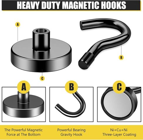 NOBEFY 20 حزمة من الخطافات المغناطيسية شديدة التحمل، خطافات مغناطيسية 22 كجم للتعليق، خطافات مغناطيسية قوية للرحلات البحرية، خطاف مغناطيسي للمطبخ، المرآب، المكتب in Kuwait