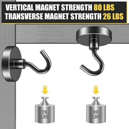NOBEFY 20 حزمة من الخطافات المغناطيسية شديدة التحمل، خطافات مغناطيسية 22 كجم للتعليق، خطافات مغناطيسية قوية للرحلات البحرية، خطاف مغناطيسي للمطبخ، المرآب، المكتب in Kuwait
