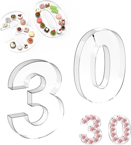 Acrylic Number Charcuterie Board Box: Clear Reusable Number Box Display Tray Candy Dish Decorations (30) in Saudi Arabia