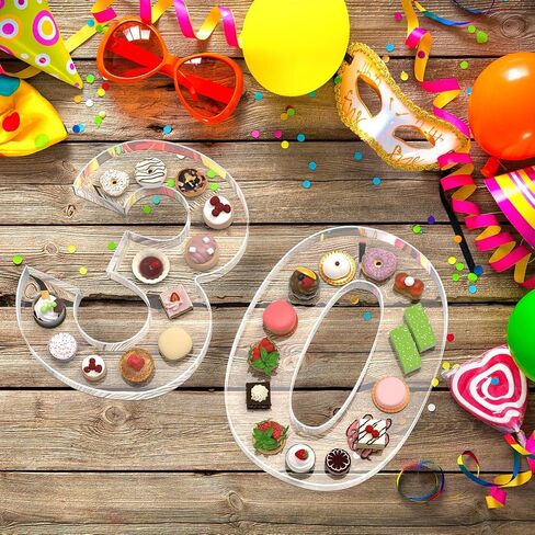 Acrylic Number Charcuterie Board Box: Clear Reusable Number Box Display Tray Candy Dish Decorations (30) in Saudi Arabia