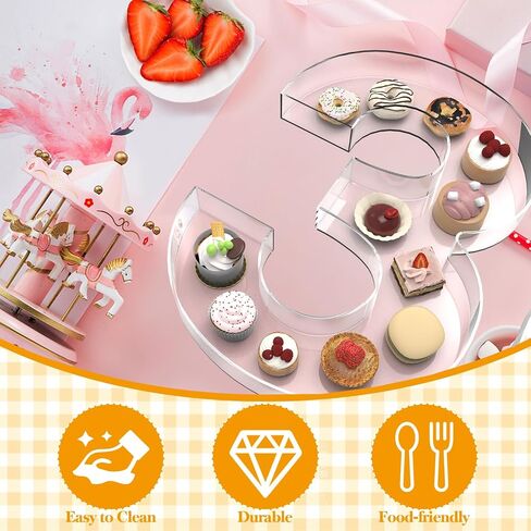 Acrylic Number Charcuterie Board Box: Clear Reusable Number Box Display Tray Candy Dish Decorations (30) in Saudi Arabia