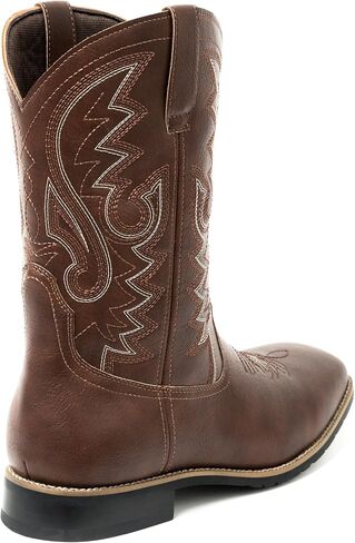 Metrocharm Men's Cowboy Western-02 Embroidered Square Toe Mid-Calf Boots in Kuwait