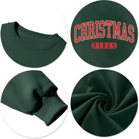 Merry Christmas Sweatshirt for Women Christmas Vibes Sweater Holiday Christmas Tops Christmas Letter Printed Sweater in Kuwait