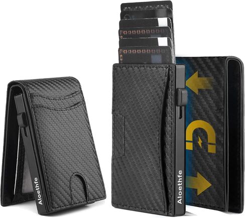 Wallets for Men,Minimalist Slim Detachable Dual use Leather Slots Credit Card Holder, RFID Blocking Smart Pop Up Card Wallet,Mans Wallet Blocking Bifold Front Pocket with Gift Box in Saudi Arabia