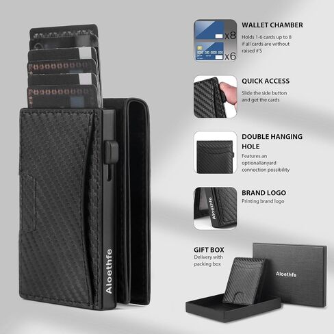 Wallets for Men,Minimalist Slim Detachable Dual use Leather Slots Credit Card Holder, RFID Blocking Smart Pop Up Card Wallet,Mans Wallet Blocking Bifold Front Pocket with Gift Box in Saudi Arabia