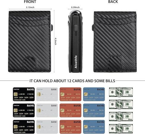 Wallets for Men,Minimalist Slim Detachable Dual use Leather Slots Credit Card Holder, RFID Blocking Smart Pop Up Card Wallet,Mans Wallet Blocking Bifold Front Pocket with Gift Box in Saudi Arabia