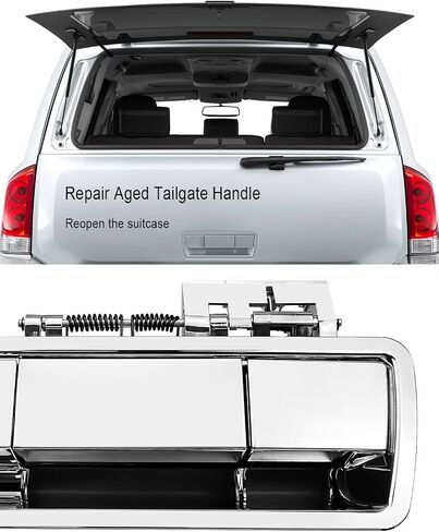 Tailgate Handle Compatible with Nissan Armada 2004-2013, Tail Door Handle Replace 90606-ZZ90E, Rear Liftgate Outside Exterior Door Handle Without Rear Camera Hole Chrome Silver in Saudi Arabia