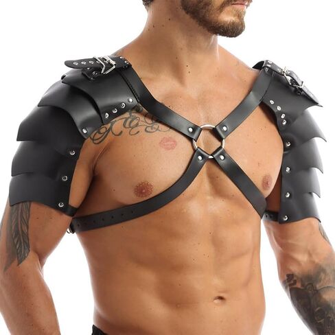 Medieval Viking Leather Warrior Shoulder Armor Halloween Knight Pauldron Body Chest Harness Guard for LARP Ren Faire in Kuwait