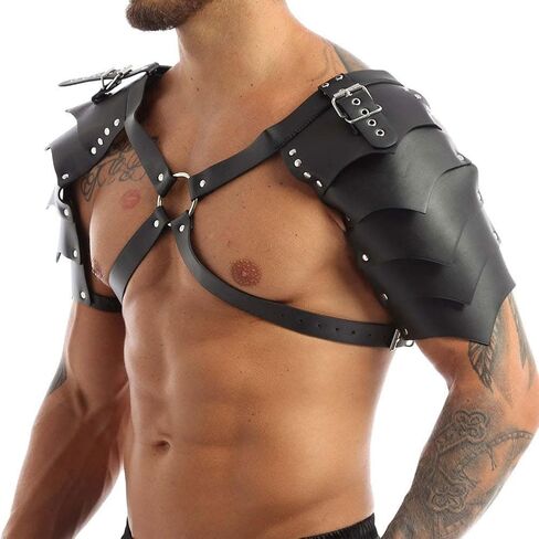 Medieval Viking Leather Warrior Shoulder Armor Halloween Knight Pauldron Body Chest Harness Guard for LARP Ren Faire in Kuwait