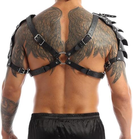 Medieval Viking Leather Warrior Shoulder Armor Halloween Knight Pauldron Body Chest Harness Guard for LARP Ren Faire in Kuwait