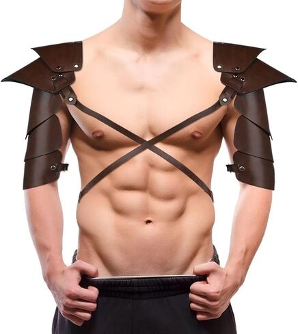 Medieval Viking Leather Warrior Shoulder Armor Halloween Knight Pauldron Body Chest Harness Guard for LARP Ren Faire in Kuwait