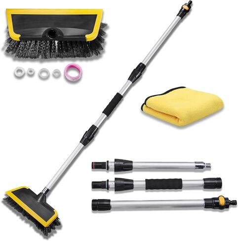 Car Wash Brush with Window Squeegee,car wash Towel for Cleaning Cars, SUVs, Trucks, RVs, Floors, etc. (Black and Yellow) in Saudi Arabia