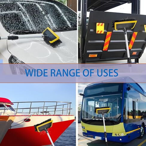 Car Wash Brush with Window Squeegee,car wash Towel for Cleaning Cars, SUVs, Trucks, RVs, Floors, etc. (Black and Yellow) in Saudi Arabia