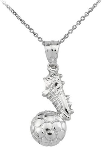 Claddagh Gold Soccer Ball with Shoe Charm Pendant Necklace in Polished 925 Sterling Silver in Kuwait