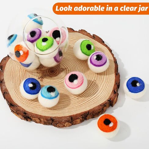 Whaline 18Pcs Halloween Decorations Wool Felt Eyeballs 6 Colors Craft Monster Eyeballs Artificial Felt Ornament for Indoor Outdoor Party Decor Supplies, 1.7 Inch in Saudi Arabia